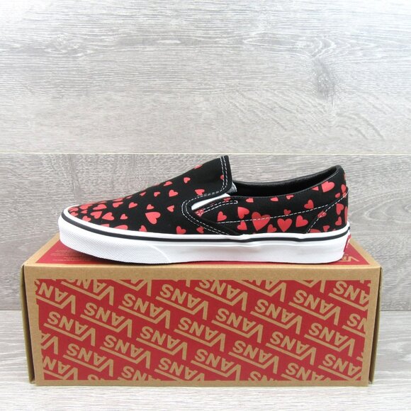 Vans Classic Slip On Hearts Shoes Womens Size 7.5 Black Red NEW - Picture 3 of 13